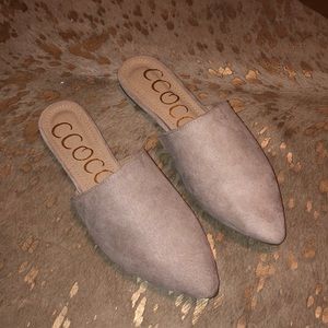 Taupe Suede Mules
